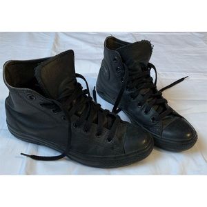 Black leather high top converse!